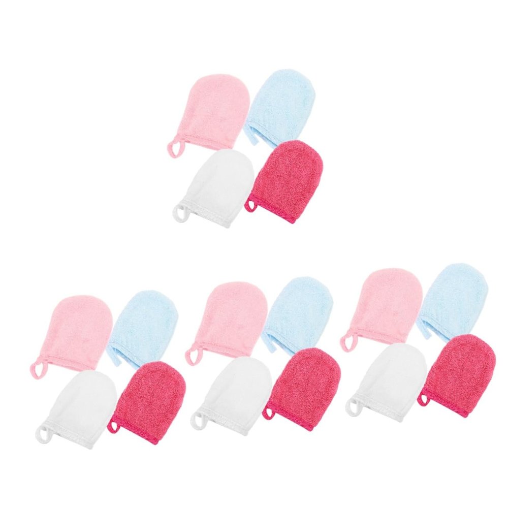 Didiseaon 16pcs Microfiber Mitt Oil Cleanser Face Wash Cloths Reusable Makeup Remover Mitts Facial Scrub Glove