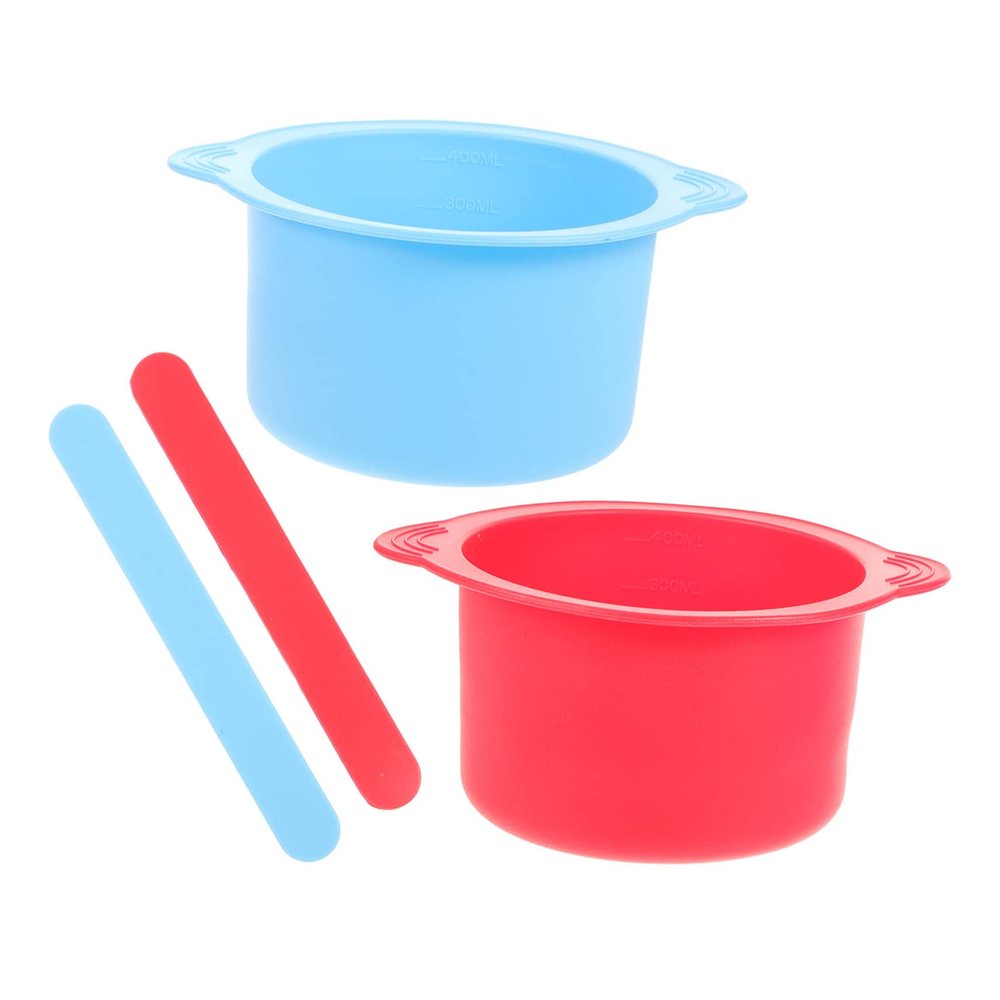 FRCOLOR 2pcs Silicone Wax Warmer Liner Non-stick High-temperature Resistant Wax Bowls for Hair Removal with Stirring Sticks for Salon Use