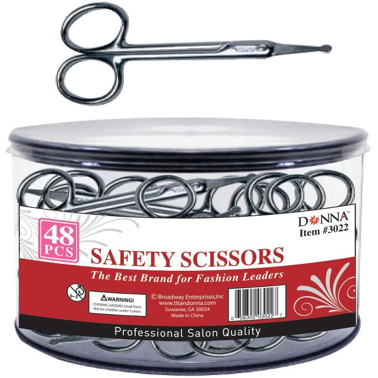 DONNA Safety Scissors 48pcs Small Scissor, Eyebrow Scissors, Nose Hair Scissors Round Tip Design Grooming Scissors for Hair, Eyelashes, Nose, Eyebrow Trimming, Mustache.