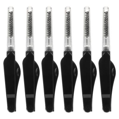 Ipetboom 6pcs Double-ended Folding Eyelash and Eyebrow Brush Portable Makeup Tool for Women Multifunctional Eyebrow Comb and Eyelash Comb for Travel and Everyday Use Black