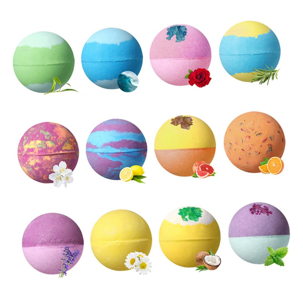 balacoo 12pcs Colorful Natural Bath Spa Bubble for Relaxation Scented Bathing for Gifting and Self-Care