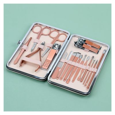 18PCS/Set Nail Clipper Professional Stainless Steel Multi-Function Nail Scissors Clipper Tweezer Foot Hand Care Tools (Color : As Shown, Size : 15.79.82.3cm) (As Shown 15.7 * 9.8 * 2.3cm)