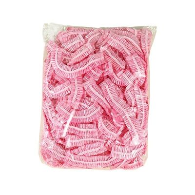 100pcs/set Disposable Shower Caps Plastic Waterproof Headgear Pink Spa Salon Hotel Hair Dye Women Elastic Hair Cap Bathroom (Color : 100pcs-pink, Size : Medium)