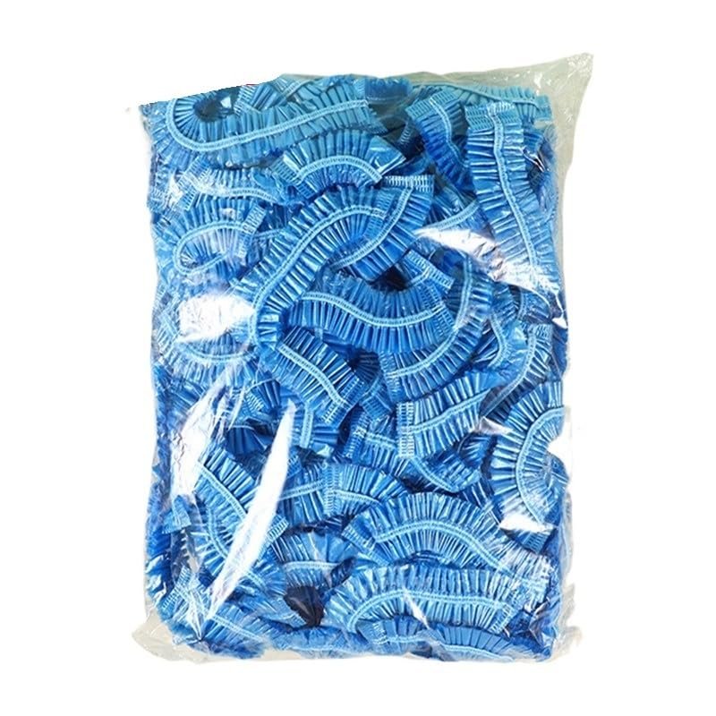 100pcs/set Disposable Shower Caps Plastic Waterproof Headgear Pink Spa Salon Hotel Hair Dye Women Elastic Hair Cap Bathroom (Color : 100pcs-blue, Size : Medium)