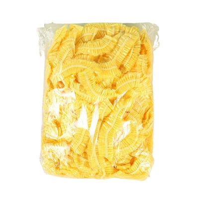 100pcs/set Disposable Shower Caps Plastic Waterproof Headgear Pink Spa Salon Hotel Hair Dye Women Elastic Hair Cap Bathroom (Color : 100pcs-yellow, Size : Medium)