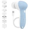Rechargeable Facial Cleansing Spin Brush Set with 7 Exfoliating Brush Heads - Complete Face Spa System by CLSEVXY - Advanced Microdermabrasion for Gentle Exfoliation and Deep Scrubbing view 1