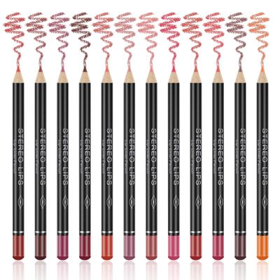 12 Colors Matte Lip Liner Pencil Set - Velvet Smooth, Long Lasting, High Pigmented Brown Lip Liner - Waterproof & Fade Resistant - Professional Makeup Gift Set for Women