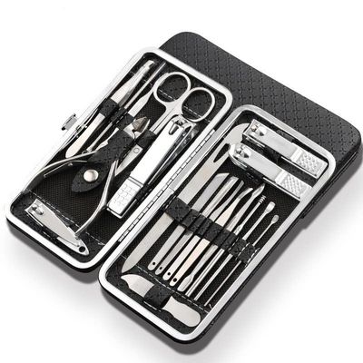 19 in 1 Stainless Steel Manicure Set Professional Nail Clipper Kit of Pedicure Tools Ingrown ToeNail Trimmer (D 1pcs)