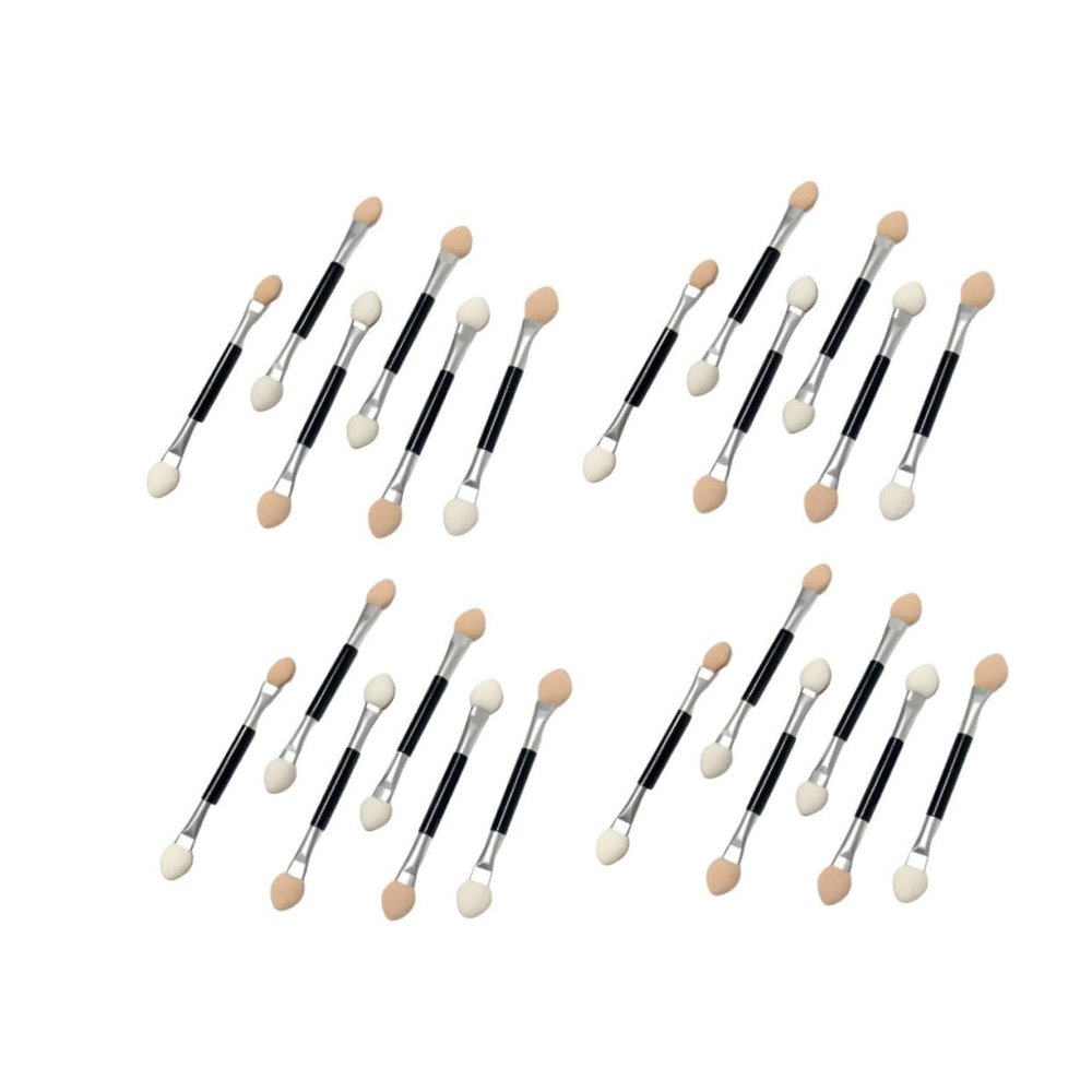 Angoily 30pcs Double-headed Eyeshadow Brush Lightweight Aluminum Tube Latex Applicators for Women for Travel Daily Use and Makeup Application