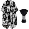 FEBSNOW Hair Cutting Cape Kit,Professional Barber Cape with Neck Duster Brush for Adults Waterproof Salon Cape with Adjustable Closure Snap Salon Barber Supplies 47x55 Inches(Black and White Plaid) view 1