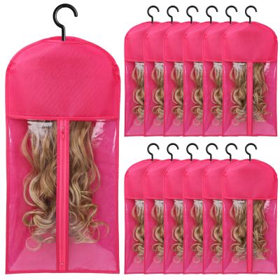 12PCS Wig Storage Bags With Hanger - Hair Extension Holder for Multiple Wigs, Extensions & Accessories