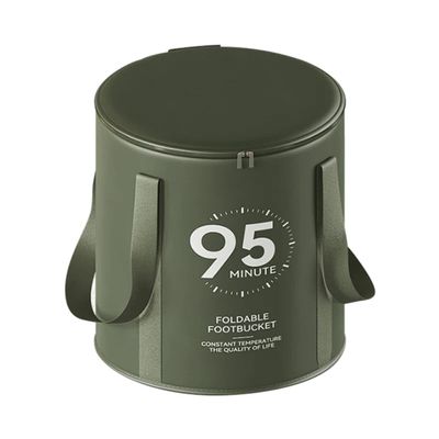 Collapsible Foot Soaking Bucket, Portable Bath Basin for Relaxation, Deep Soak Spa, Travel Friendly Foldable Design with Adjustable Height & Drain Plug - Home Pedicure Essentials (Green)
