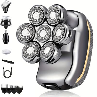 EKHOU Head Shavers for Bald Men, 6 in 1 Men's Electric Head Shaver Razor Rechargeable Cordless Hair Shaving Razors for Bald Man Waterproof Wet Dry Beard Trimmer