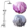 Beatifufu 2pcs Shower Caps for Women Girls Double Layer Hair Protectors Grey Elastic Band Reusable Bath Hats for Spa Cooking and Makeup view 1