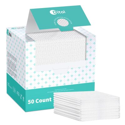 Ditoi Disposable Face Towels,Ultra Thick Face Towelettes XL, Lint-Free Facial Wipes for Makeup Removal & Gentle Skin Care,50 Count, 10"12", Pearl-textured