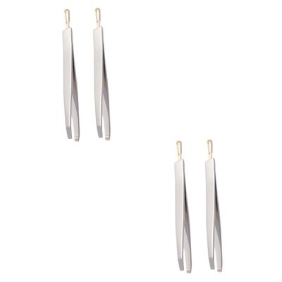 balacoo 4pcs Dual-use Stainless Steel Eyebrow Clamps for Precision Grooming Ergonomic Design for Eyebrow Shaping and Eyelash Application Lightweight Travel Tool Silver