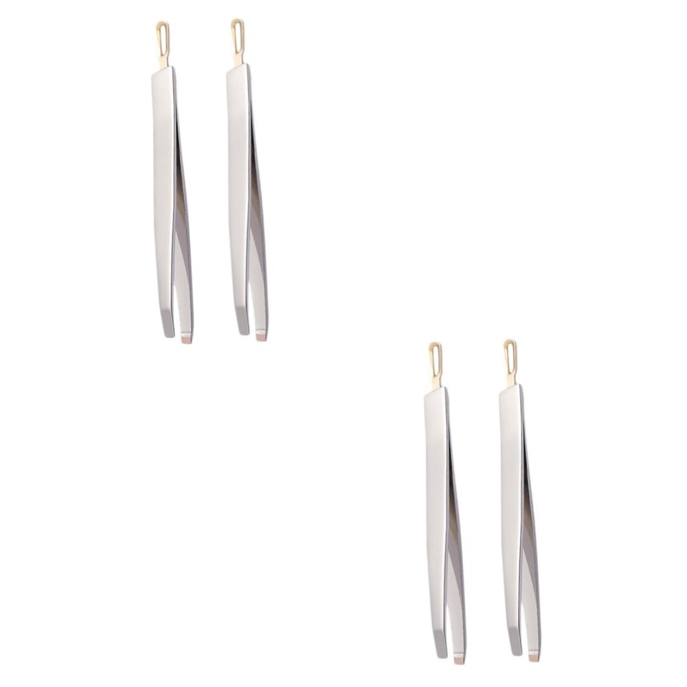 balacoo 4pcs Dual-use Stainless Steel Eyebrow Clamps for Precision Grooming Ergonomic Design for Eyebrow Shaping and Eyelash Application Lightweight Travel Tool Silver