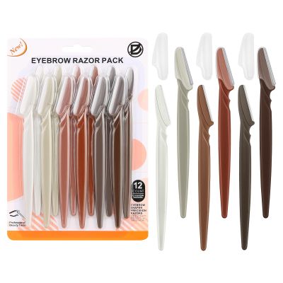 D Dermaplane Razor for Women Face - 12PCS Eyebrow Razor With Precision Cover - Dermaplaning Tool for Face Shaver - Facial Hair Removal - Neutral