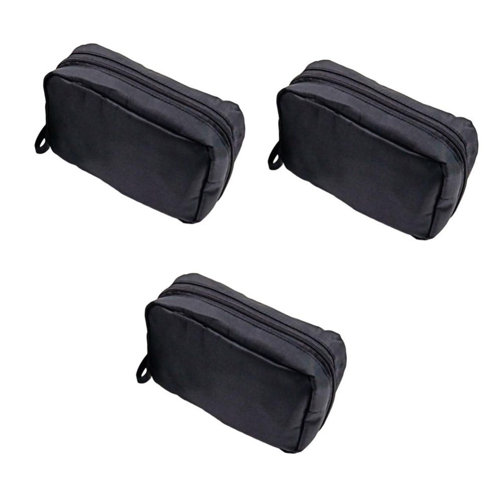balacoo 3pcs Women Portable Travel Makeup Organizer Bag Compact Cosmetic Storage Multi-compartment Design for Toiletries and Black Red