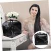 balacoo Professional Pu Leather Makeup Case with Shoulder Strap Rolling Cosmetic Organizer for Travel Capacity with Compartments Chic Black Design view 3