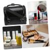 balacoo Professional Pu Leather Makeup Case with Shoulder Strap Rolling Cosmetic Organizer for Travel Capacity with Compartments Chic Black Design view 4
