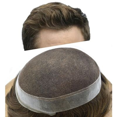Toupee For Men Hair Pieces Real Human Hair Swiss Lace Men's Toupee European Human Hair Units For Men Hairpieces Hair Systems7x10-120% density3# DARK BROWN