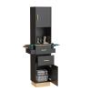 Salon Stations for Hair Stylist, Barber Station Hair Salon Station, Beauty Salon Spa Equipment with 2 Drawers, 2 Storage Cabinet, 6 Hair Dryer Holders for Hair Styling, Black Gold view 1