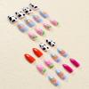 BABALAL Press On Fake Nails - Medium Almond Pink Heart Cow Print False Nails, 24pcs Glossy Acrylic Glue Ons view 3