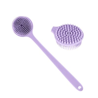 BAMFY Silicone Back Scrubber for Shower Long Handle Back Brush Double-Sided Ergonomically Exfoliating Shower Brush for Back for Women and Men (Color : Light Purple)