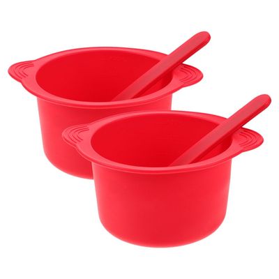 FOMIYES 2sets Silicone Wax Warmer Bowls for Hair Removal Replacement Wax Pots with Stirring Sticks Easy to Clean Nonstick Melting Accessories for and Masks