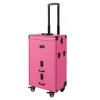 FURNITLEG Makeup Travel Case, Rolling Makeup Train Case Lockable Portable Cosmetic Organizer Trolley, Jewelry Travel Cosmetic Container Box, 4 Retractable Trays, Locks and Latch (Rose) view 2