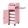 Hair Salon Storage Cart with Locable Wheels & 3 Hair Dryer Holders & 4 Drawers & Lock & 2 Keys, Rolling Salon Cart for Hair Stylist, Hairdresser, Beauty (Pink) view 1