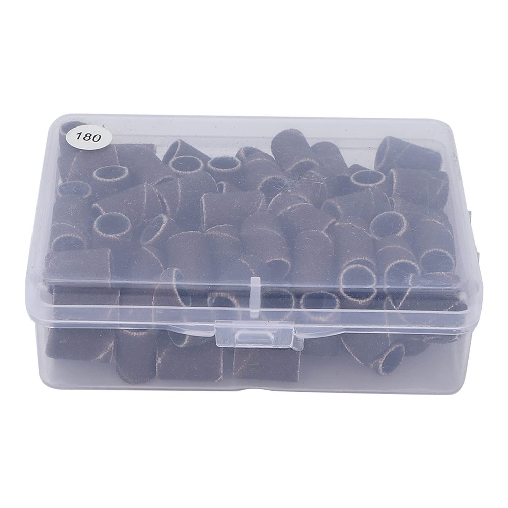 100 Pcs Nail Drill Bits Sanding Bands, Nail Art Sanding Bands, Professional Nail Manicure Great Fit for Manicure Pedicure Nail Drill (HQ 13 black180#)