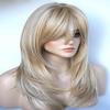 1PCS European and American Women's Wigs, Micro Curls, Oblique Medium and Long Curls, Button Mesh Chemical Fiber Wig Head Cover (Light gold) view 2