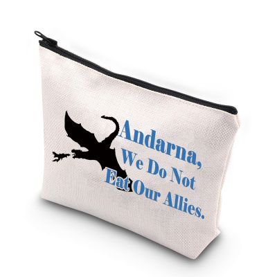 JNIAP Dragon Rider Makeup Bag Andarna We Do Not Eat Our Allies Dragon Book Lover Gifts Dragon Lover Zipper Pouch (Andarna We Do)