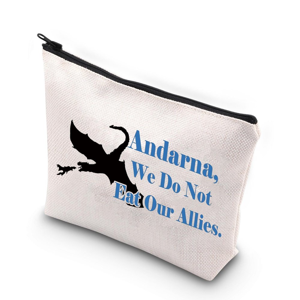 JNIAP Dragon Rider Makeup Bag Andarna We Do Not Eat Our Allies Dragon Book Lover Gifts Dragon Lover Zipper Pouch (Andarna We Do)