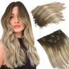 Ugeat Clip on Hair Extensions 20 Inch Balayage Brown Hair Extensions Clip in for Dating Clip ins Human Hair Light Brown Mix Light Blonde 7Pcs 120G(105G Hair+15G Clips view 1