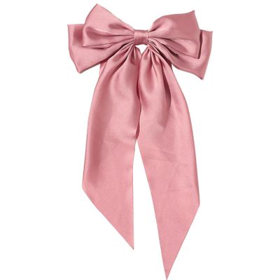 Generic Large Ribbon Bow for Women,Bow Hair Clips,Velvet Ribbon Hair Clip,Hair Bows with Long Tail Vintage French Hair Accessories (Pink)