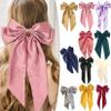 Generic Large Ribbon Bow for Women,Bow Hair Clips,Velvet Ribbon Hair Clip,Hair Bows with Long Tail Vintage French Hair Accessories (Pink) view 2