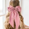 Generic Large Ribbon Bow for Women,Bow Hair Clips,Velvet Ribbon Hair Clip,Hair Bows with Long Tail Vintage French Hair Accessories (Pink) view 3