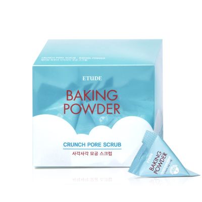 ETUDE Baking Powder Crunch Pore Scrub (0.25 Fl Oz x 24 Pouches), Facial Scrub, 43.5% Baking Powder for Deep Cleansing, Gentle Exfoliation, Cooling Effect, Hydrating, Korean Skin Care, Beauty