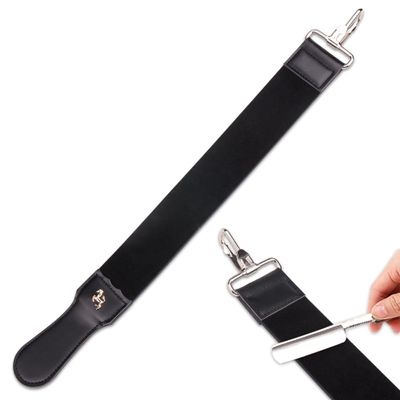 ZORZA 1Pcs Dual-Sided Leather Sharpening Straps Professional Barber Leather Strap Straight Razor Strop with Cowhide & Canvas for Enhanced Razor Sharpening & Smoothing Experience (Black)Cowhide