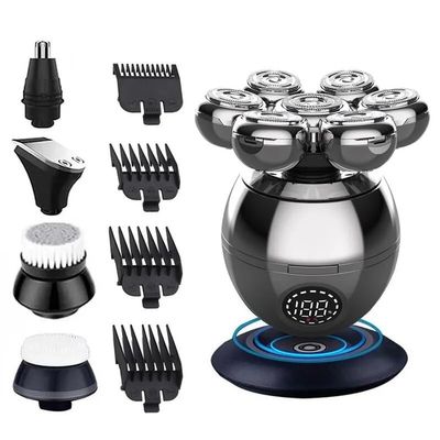 EKHOU Head Shavers for Bald Men, 6 in 1 Electric Shaver 7D Floating Cutter Head Base Charging Portable Men Beard Trimmer Clipper Skull Shaver Waterproof Shaving