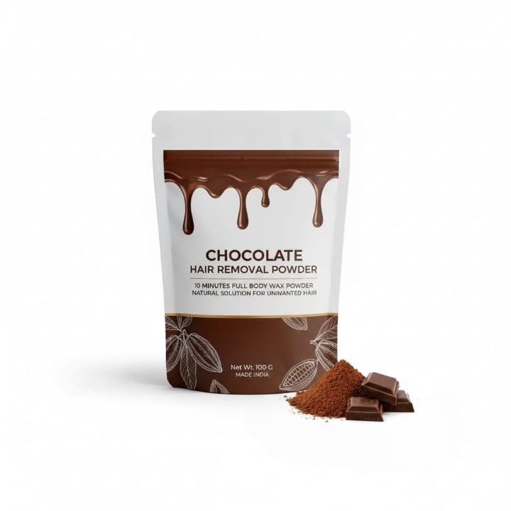 Chocolate Full Body Hair Removal Powder, 10 minute Painless Herbal Waxing Powder, Easy to use at home,Salon like Results, Effective, (100g) pack of 1
