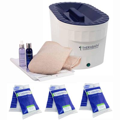 Therabath Professional Paraffin Wax Bath + Hand ComforKit ThermoTherapy Heat Professional Grade TB6 by WR Medical - 24 lbs Cranberry Zest Bead Paraffin, MittKit-24-Cranberry