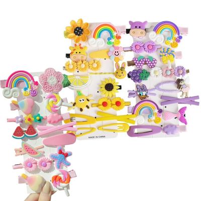 42Pcs Girls Hair Clip Flower Side Duckbill Clip Candy Colorful Cute Princess Barrette Hair Accessory Baby Clip Headwear