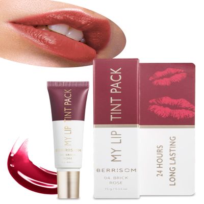 Berrisom Lip My Tint Pack - Long Lasting Lip Stain Marker, Waterproof Lipstick (04. Brick Rose, 0.50 Fl Oz)