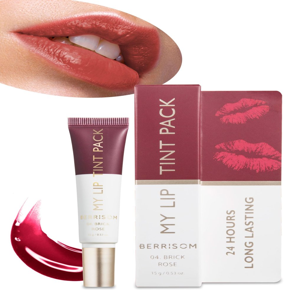 Berrisom Lip My Tint Pack - Long Lasting Lip Stain Marker, Waterproof Lipstick (04. Brick Rose, 0.50 Fl Oz)