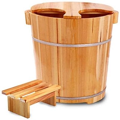 BABYCE Foot Bath Soak 40cm High Chinese Fir with Cover Thicken Tub Wash The Wooden Barrel Foot Bath Barrel Foot Tub Fumigation Barrel Foot Massage (Color : 1, Size : 37cm*40cm)