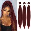Braiding Hair Pre Stretched for Women, Burgundy Wine Red, 30inch, 3Packs view 1
